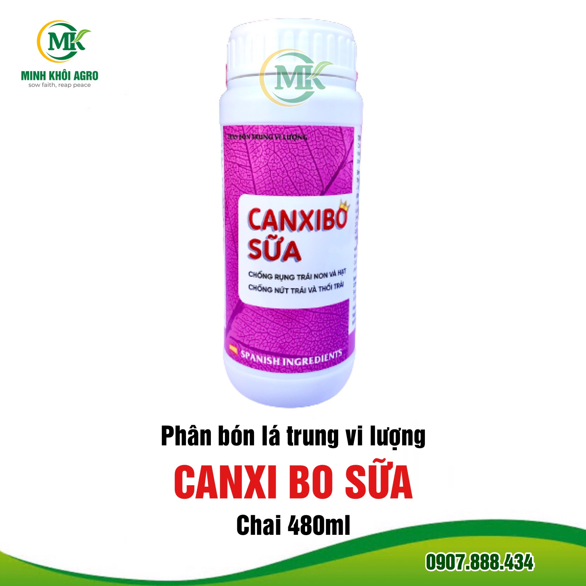 Phân bón lá Canxi Bo Sữa - Chai 480ml
